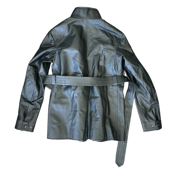 Ralph Lauren Collection Cadena Logo-Patch Belted Leather Moto Jacket - Picture 10 of 16